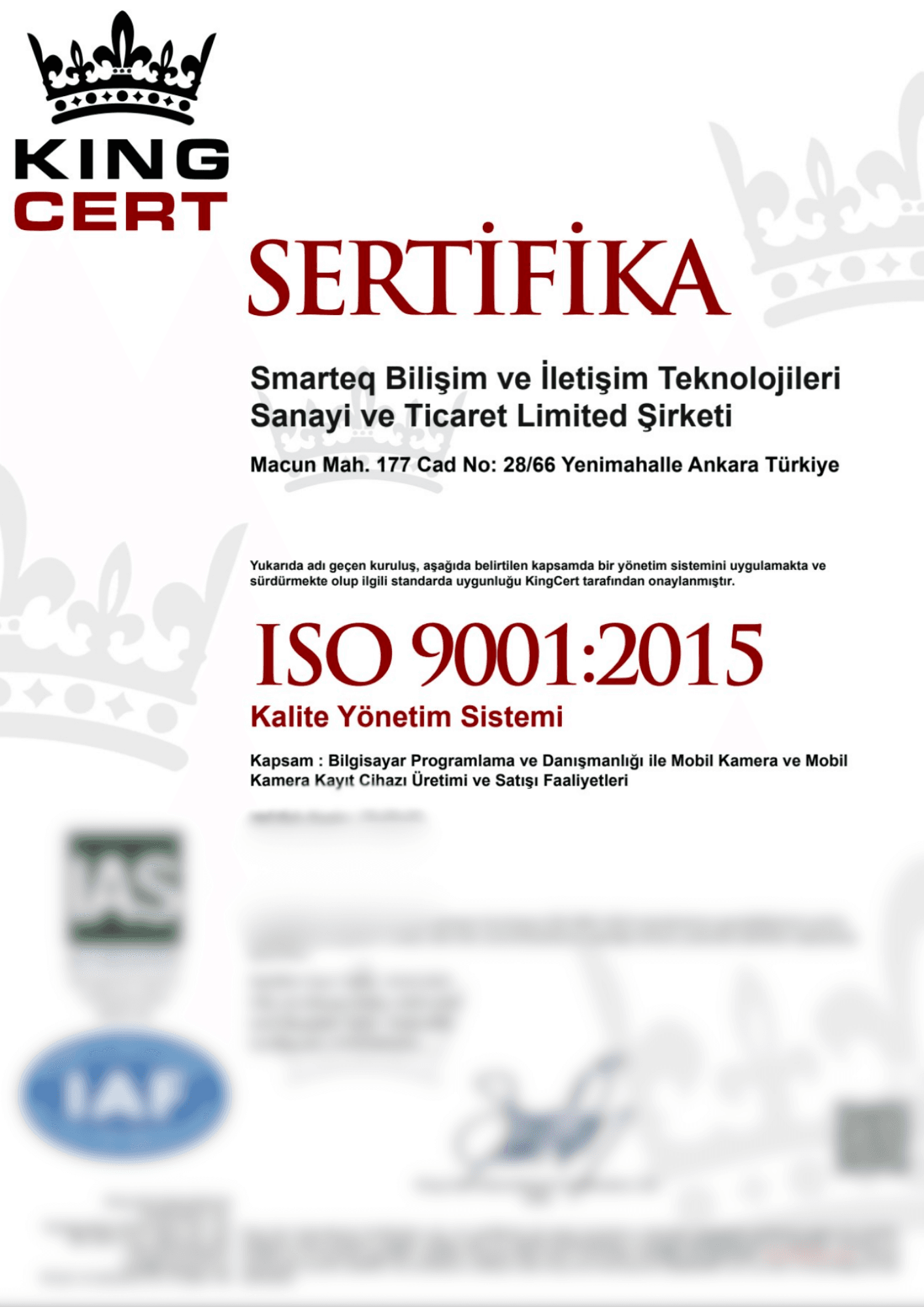 ISO 9001 Kalite Yönetim Sistemi