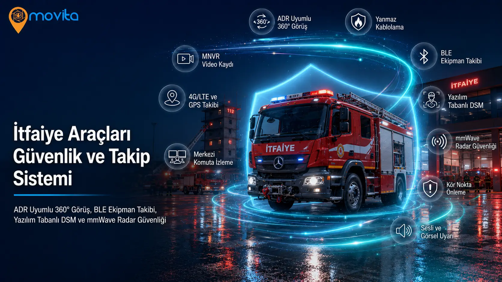 İtfaiye Araçlarında Akıllı Güvenlik: 360° Görüş, BLE Ekipman Takibi ve Manevra Koruma